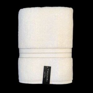 Tahari Home White Sparkly Accent Bathroom Bath Towel White Gold Stripes 30x54